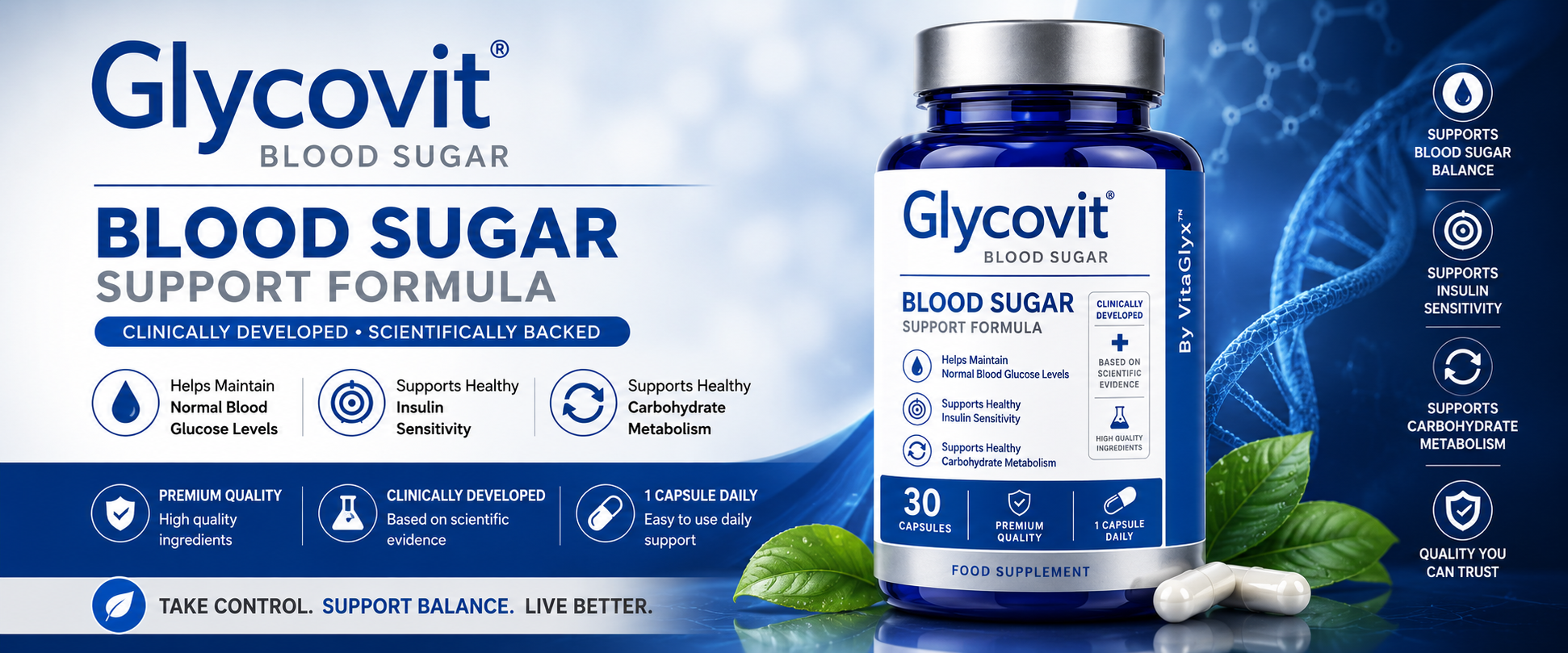 Glycovit Blood Sugar Support Formula — clinically developed, scientifically backed daily capsules